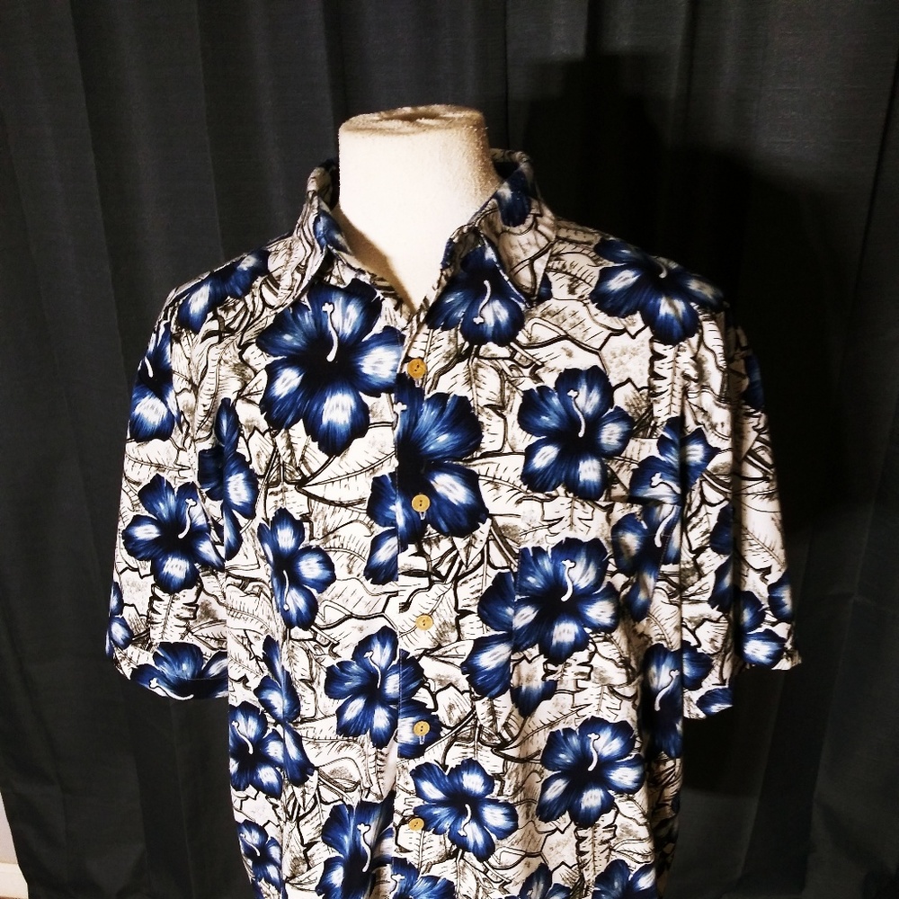 Island Tropics SS XL Btn Dwn Hawaiian Print 